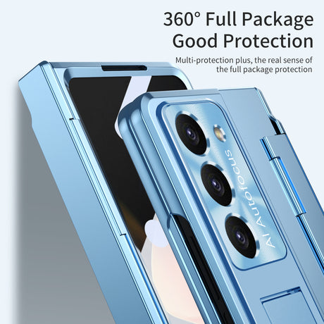 Samsung zfold 5 phone case FOLD4 flat hinge folding protective cover FOLD3 solid color bracket anti drop suitable - V.I.P Digital Presence