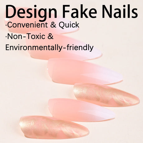 New wearable nail gradient glitter manicure patches almond-shaped nails fake nail patches - V.I.P Digital Presence