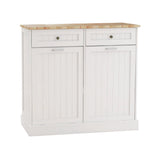 Two Drawers and Two-Compartment Tilt-Out Trash Cabinet Kitchen Trash Cabinet-White - V.I.P Digital Presence