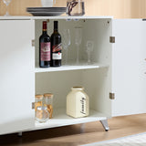 Sideboard Buffet cabinet with 4 doors and removable shelves, for living room, dining room, ivory white - V.I.P Digital Presence