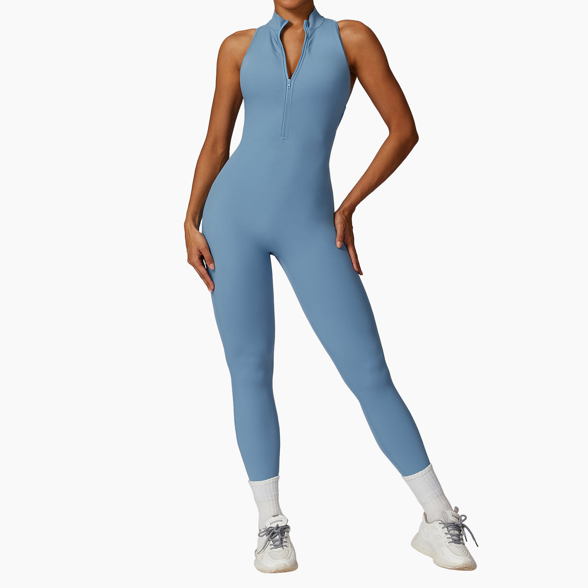Naked quick zip yoga jumpsuit with beautiful back high-intensity fitness training sports tight fitting clothes - V.I.P Digital Presence