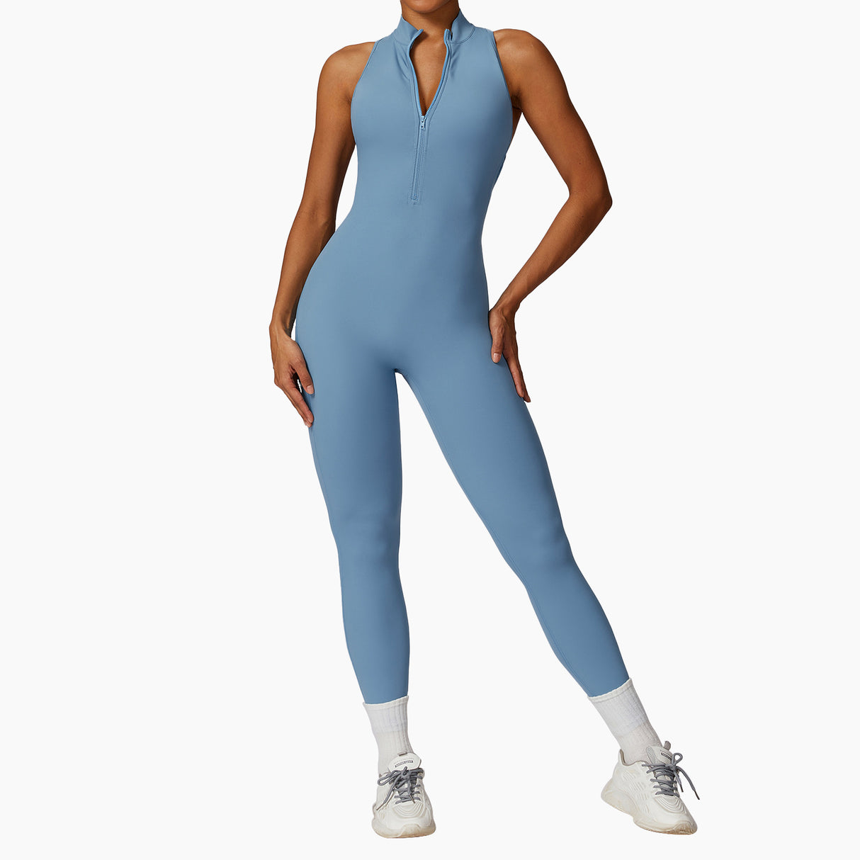 Naked quick zip yoga jumpsuit with beautiful back high-intensity fitness training sports tight fitting clothes - V.I.P Digital Presence