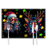 Christmas table mat with white linen starry sky and Santa Claus print - V.I.P Digital Presence