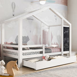 Full House Bed with Blackboard and Drawers Two assembly options White - V.I.P Digital Presence