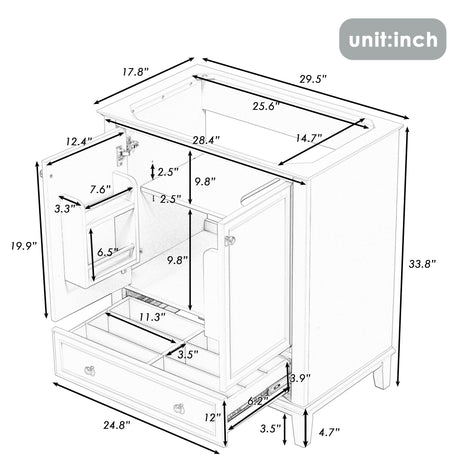 30 inch bathroom vanity no sink  base only gray - V.I.P Digital Presence