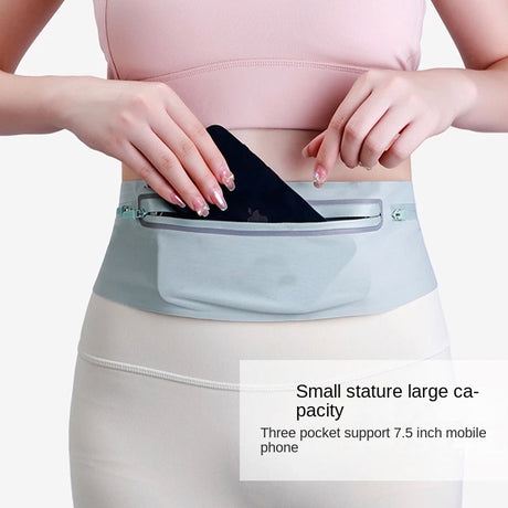 Outdoor sports running voltage waterproof waist bag Lycra ultra-thin skin friendly mobile phone three pocket large capacity wais - V.I.P Digital Presence