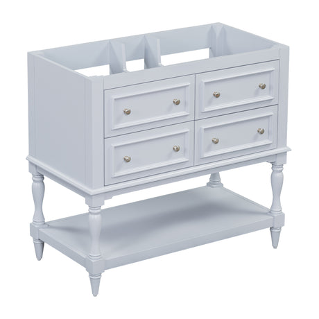 36" Bathroom Vanity Cabinet without Sink Standing Vanity Set with 4 Drawers& Soft Closing Doors Blue (NOT INCLUDE BASIN SINK) - V.I.P Digital Presence