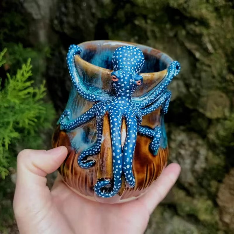 Handmade Deep Blue Octopus Mug. For Hot & Cold Drinks - V.I.P Digital Presence