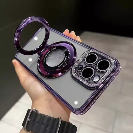 Water diamond gradient glitter suitable for iPhone 15 phone case magnetic bracket Apple 14 ProMax - V.I.P Digital Presence