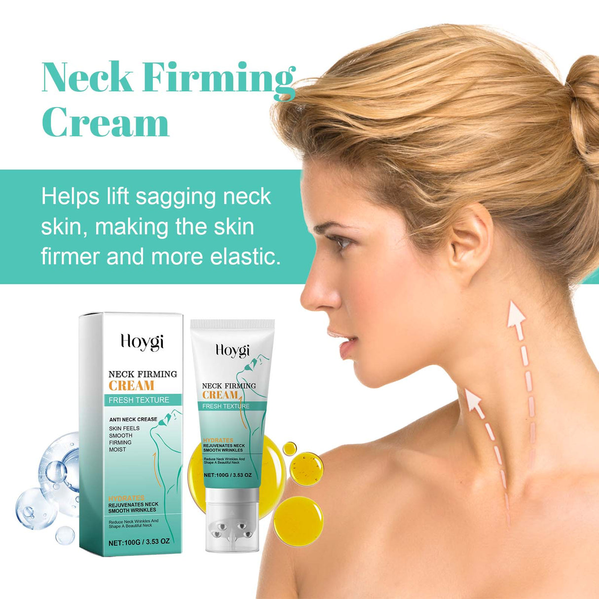 Neck Firming Cream, Lighten Neck Lines Firming Brightening Skin Hydrating Anti-Wrinkle Firming Lifting Cream