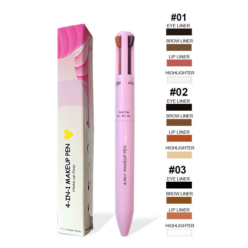 4 In 1 Eyebrow Pencil Waterproof Drawing Eye Brow Makeup Pen Long-Wear Eyeliner Eyebrow Highlighter Stick Makeup Cosmetic Tool - V.I.P Digital Presence