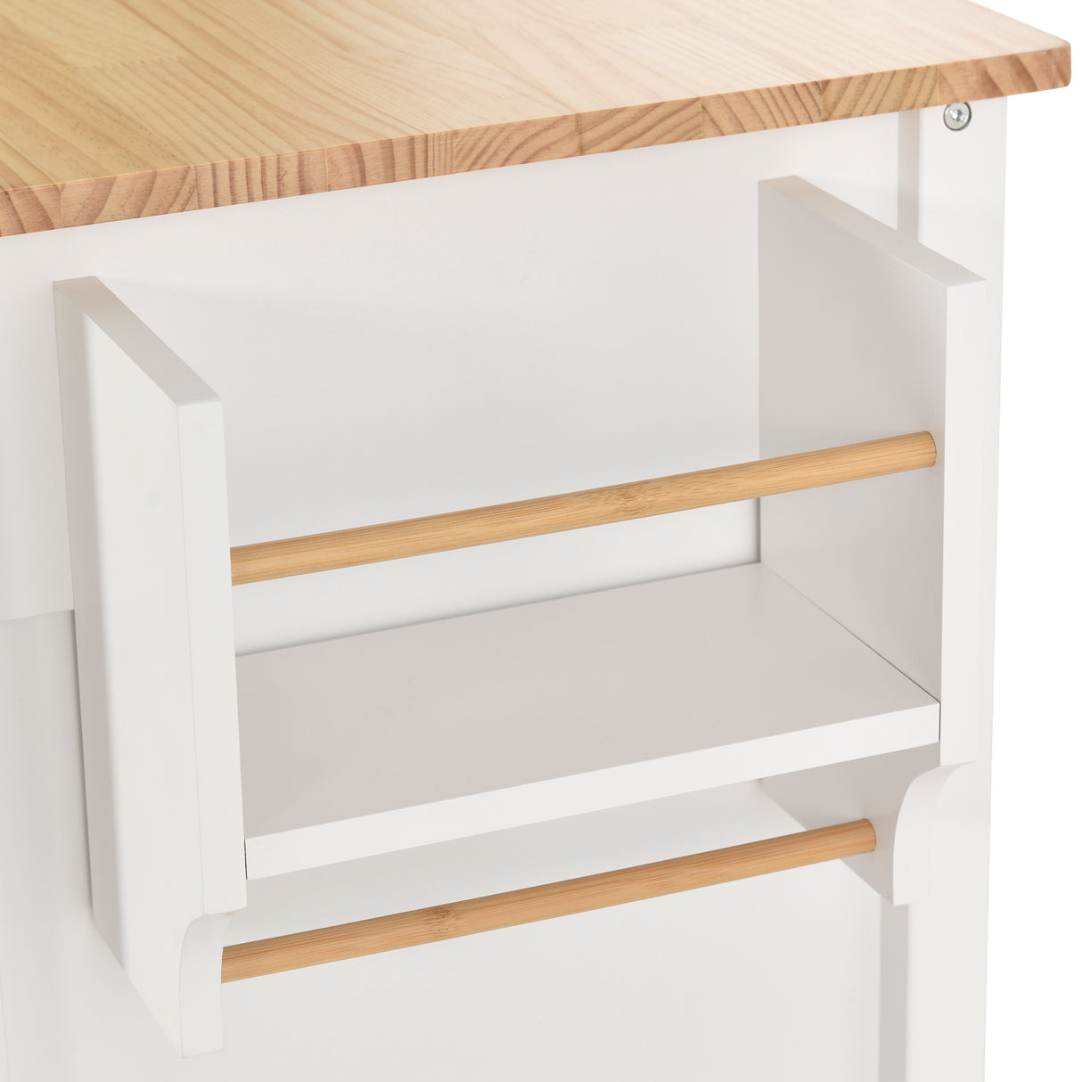 Kitchen Island Cart with Solid Wood Top and Locking Wheels 54.3 Inch Width  (White)