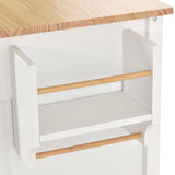 Kitchen Island Cart with Solid Wood Top and Locking Wheels 54.3 Inch Width  (White)