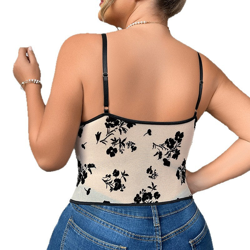 Low cut fishbone waistband backless French style camisole top - V.I.P Digital Presence