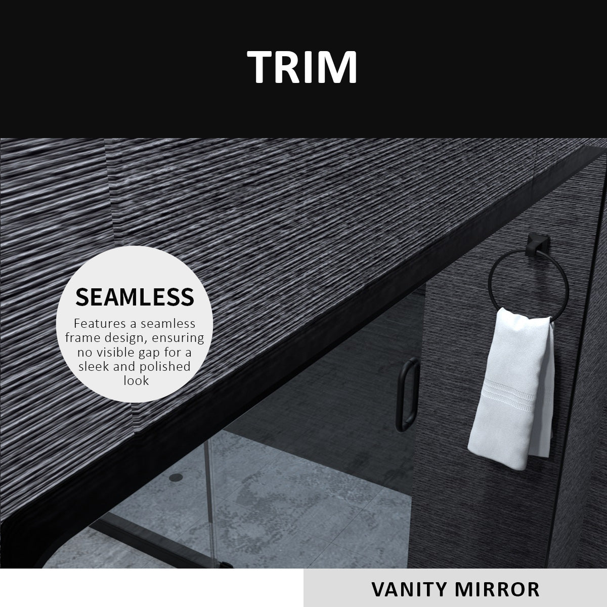 24x36 inch aluminum frame round rectangular bathroom wall mirror, matte black rust proof, tempered glass mirror - V.I.P Digital Presence