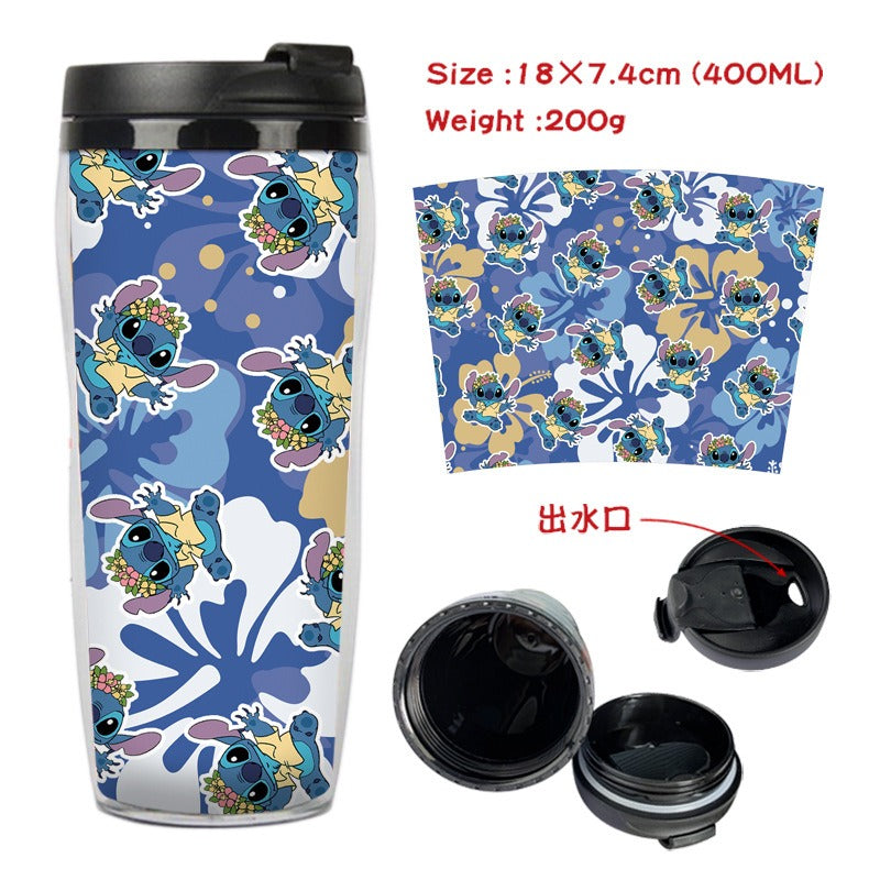 Stitch Stitch animation peripheral double-layer insulated plastic cup two-dimensional cartoon tea cup cold water kettle water cup - V.I.P Digital Presence