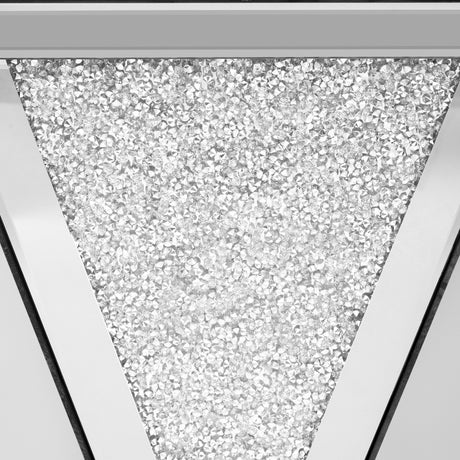 U-Can 13.8'' Silver Square Mirrored End Table, Modern Side Table with Crushed Diamond for Living Room, No Assembly Required - V.I.P Digital Presence