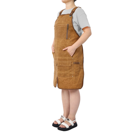 Long heavy-duty waxed canvas tool apron, carpenter apron, carpenter apron, carpenter waterproof 18 ounces - V.I.P Digital Presence