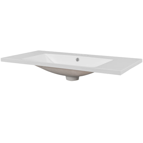 36" Single Bathroom Vanity Top with White Basin  3-Faucet Holes Ceramic  White - V.I.P Digital Presence
