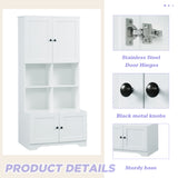 Bathroom storage cabinet, 4-door independent cabinet, adjustable shelf, open multi-layer shelf, white - V.I.P Digital Presence