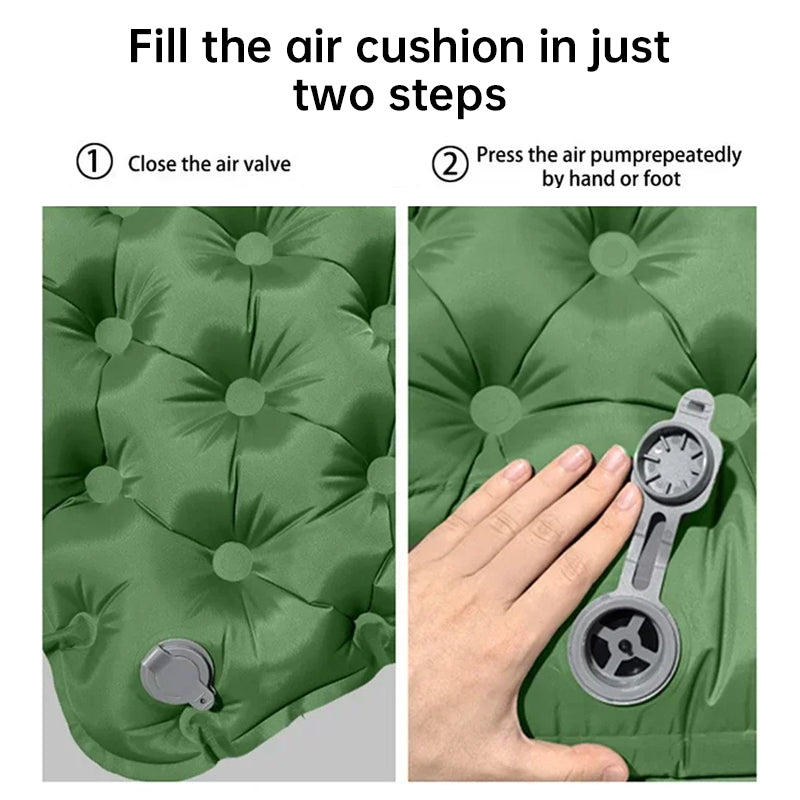 Colchoneta inflable doble para dormir para exteriores, con almohada y bomba incorporadas, para acampar, hacer mochilerismo y hacer senderismo.