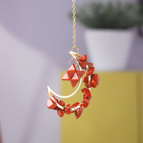 Natural crystal broken stone moon pendant Melkaba DIY woven wind chime pendant decoration crystal ornament gift - V.I.P Digital Presence