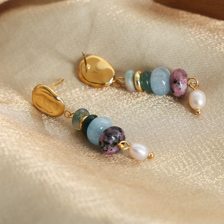 Natural Stone Freshwater Pearl Dangle Earrings - V.I.P Digital Presence