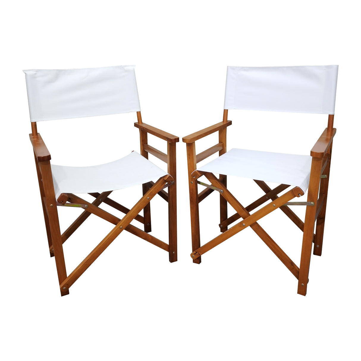 Folding Chair Wooden Director Chair Canvas Folding Chair Folding Chair 2pcs/set populus + Canvas (Color : White) - V.I.P Digital Presence
