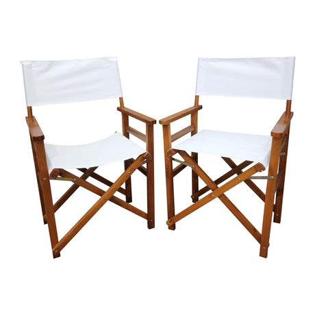 Folding Chair Wooden Director Chair Canvas Folding Chair Folding Chair 2pcs/set populus + Canvas (Color : White) - V.I.P Digital Presence