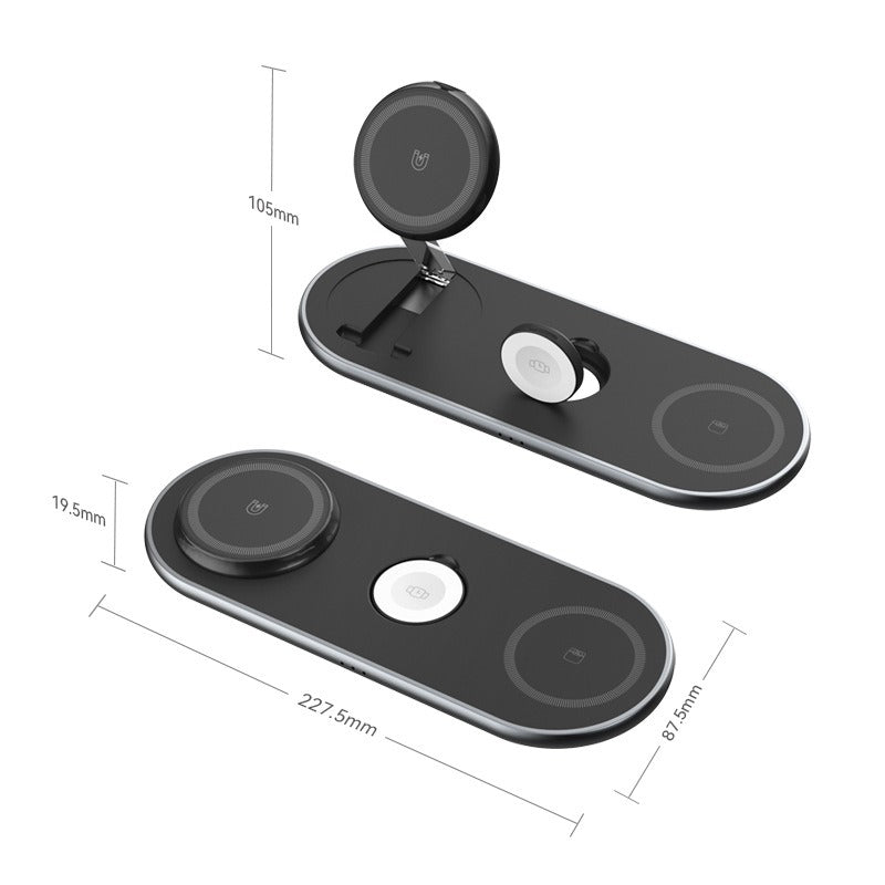 Foldable wireless convenient 3-in-1 magnetic wireless fast charging suitable for Apple 3-in-1 wireless charging - V.I.P Digital Presence