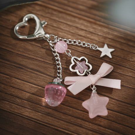 Small Fresh Bow Special Secret Chain Keychain Pentagram Alloy Glass Bead Pendant - V.I.P Digital Presence