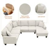 [VIDEO provided] [New] 108*85.5" Modern U Shape Sectional Sofa 7 Seat Fabric Sectional Sofa Set - V.I.P Digital Presence