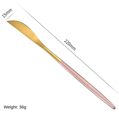 Stainless Steel Cutlery Set with Portuguese Gold Spray Painted Steak Knife, Fork, Spoon, and Tea Spoon 4-Piece Gift Pack - V.I.P Digital Presence