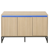 Engraved 3-door side panel with LED, self-service cabinet storage cabinet, modern coffee bar cabinet with adjustable shelf - V.I.P Digital Presence