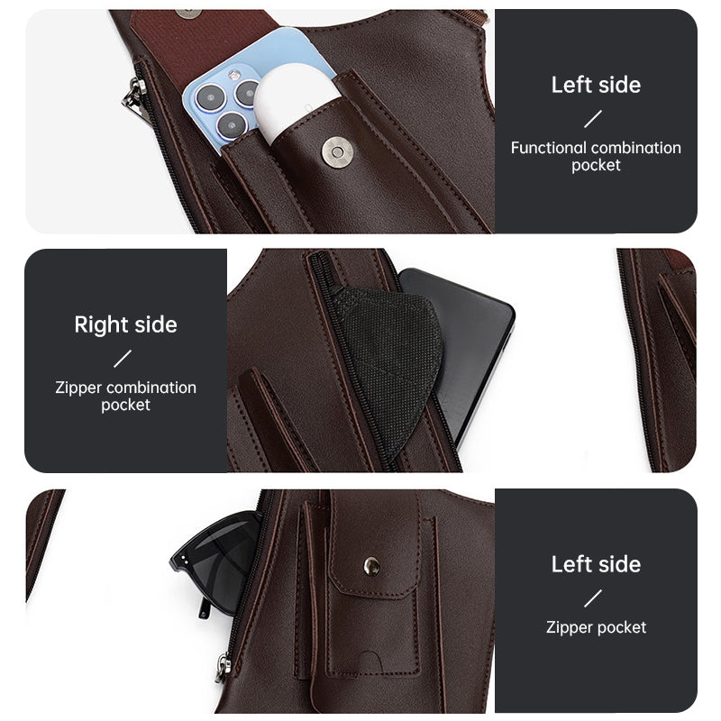 A medieval - style leather harness bag that is an anti - theft wallet, phone pouch, and suitable for men's Viking  cosplay. - V.I.P Digital Presence