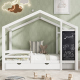 Full House Bed with Blackboard and Drawers Two assembly options White - V.I.P Digital Presence