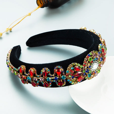 Hair Hoop Heavy Craft Retro Palace Feng Shui Drill Sponge Head Hoop Wide Side Baroque High Skull Top Hair Accessories - V.I.P Digital Presence