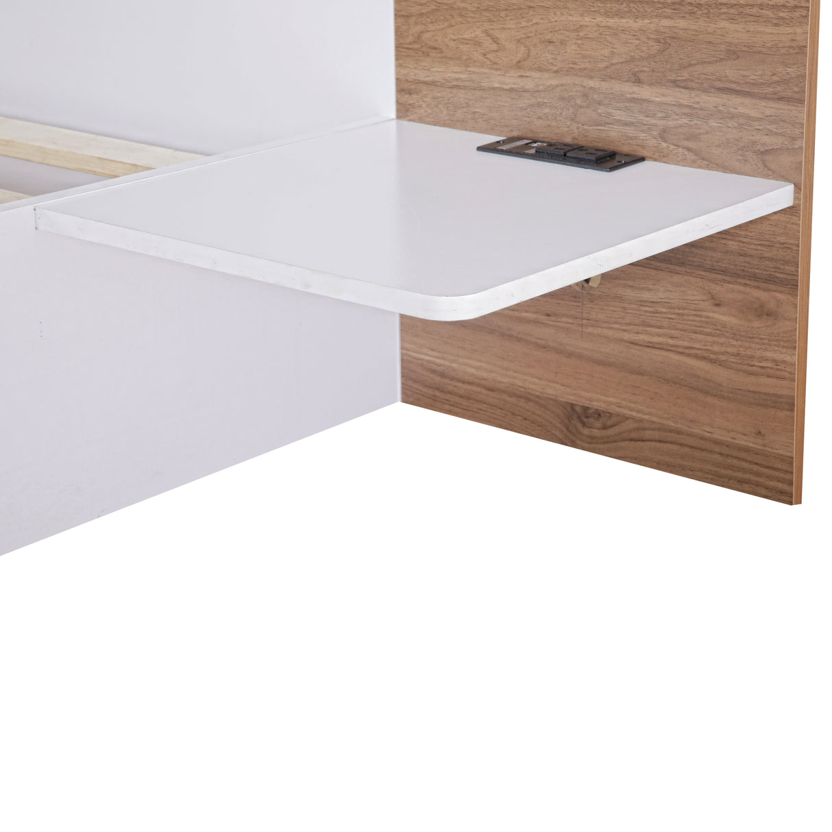 Queen Size Platform Bed with Headboard, Drawers, Shelves, USB Ports and Sockets  White