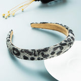 Hair Hoop Retro Baroque Starry Rhinestone Sponge Head Hoop Personality Wide-Brimmed Leopard Print Banquet Headwear Hairpin - V.I.P Digital Presence