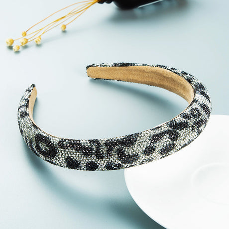 Hair Hoop Retro Baroque Starry Rhinestone Sponge Head Hoop Personality Wide-Brimmed Leopard Print Banquet Headwear Hairpin - V.I.P Digital Presence