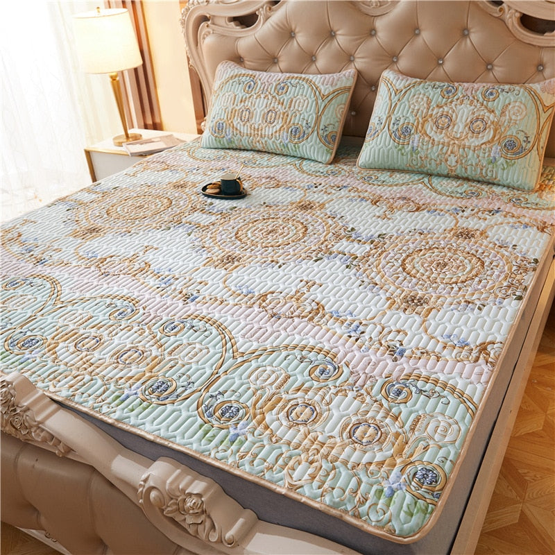 Summer Bed Sheet Ice Silk Mat Soft and Comfortable Latex Mattress Bedding Three-piece Breathable Mat for Comfortable Sleep