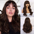 Black Brown Bangs Long Curly Hair Natural Full Head Set Chemical Fiber Wig Female Full Head - V.I.P Digital Presence