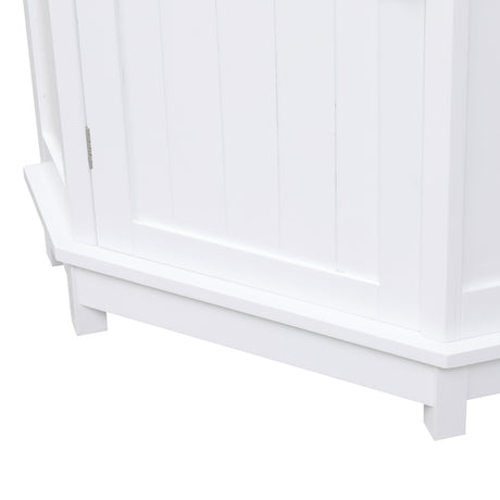 White Bathroom Cabinet Triangle Corner Storage Cabinet with Adjustable Shelf Modern Style MDF Board - V.I.P Digital Presence