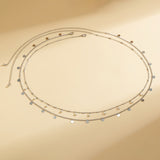 Double layered waist chain, geometric sequins, waist chain, beach party, imitation pearl body chain, fashionable - V.I.P Digital Presence