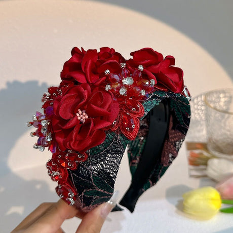 Handmade fabric flower fashion inlaid water drill bit hoop - V.I.P Digital Presence