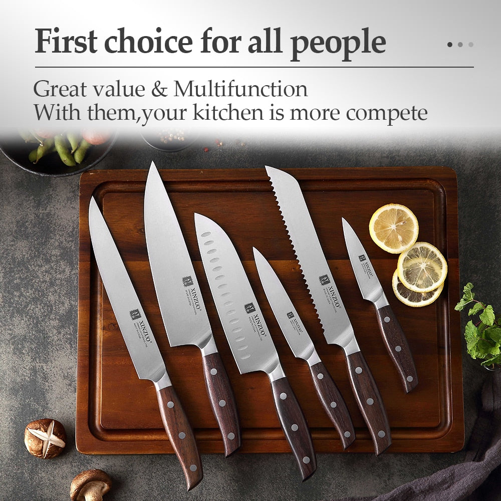 XINZUO Kitchen Tools 6 PCS Kitchen Knife Set of Utility Cleaver Chef Bread Knife High Carbon German Stainless Steel Knives sets - V.I.P Digital Presence