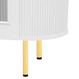 U-Can Modern TV Stand for TVs up to 80 Inches, Entertainment Center with 4 Cabinets, Wood with Metal Legs and Handles White - V.I.P Digital Presence