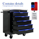 5 DRAWERS MULTIFUNCTIONAL TOOL CART WITH WHEELS-BLACK+BLUE - V.I.P Digital Presence