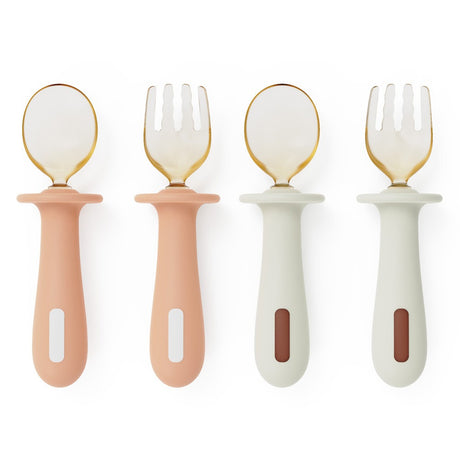 Adjustable color PPSU silicone fork and spoon set, children's stainless steel spoon and fork, baby training supplementary food tableware set of 2 pieces - V.I.P Digital Presence