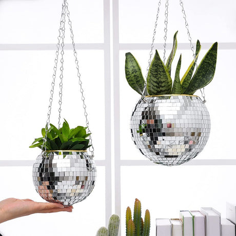 Hanging mirror shaped plastic flower pots gardening baskets disco flower pots - V.I.P Digital Presence